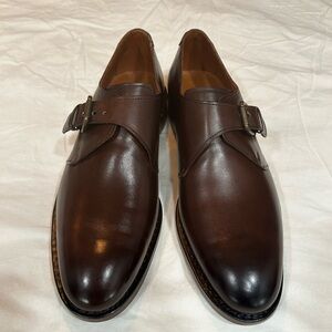 Brown Leather Ralph Lauren Polo Monk Strap Shoes